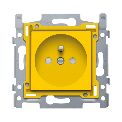 Yellow Socket Set Insert Socket outlet with pin earthing and shutters, flush-mounting depth 28.5 ...