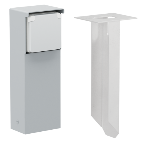 Individual External Socket Post Splashproof garden post with single socket outlet, pin earthing and ...