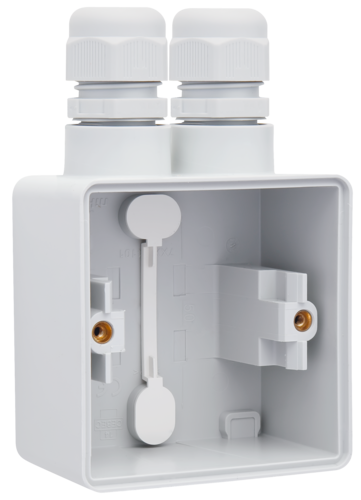 Splashproof single surface-mounting box with one double M20 input with ...