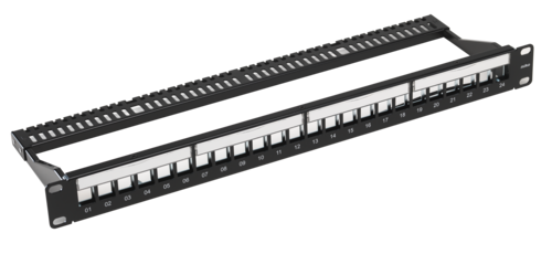 19" patch panel for integration into 19" connection cabinet
