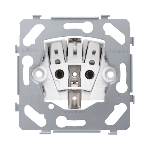 Base for socket outlet with side earthing, flush-mounting depth