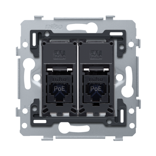 2 RJ45 connections UTP Cat. 6A, PoE++ ready, flat model, incl. base 71 ...