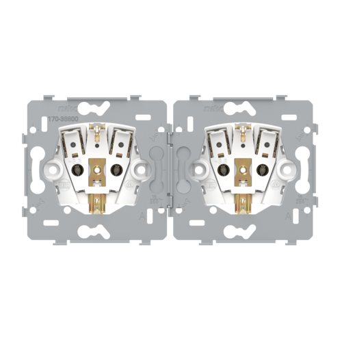 Base for double socket outlet with side earthing and shutters, flush ...
