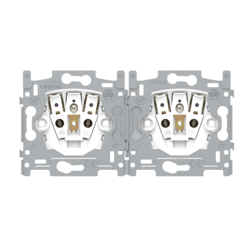 Base for double horizontal socket outlet with pin earthing and shutters ...