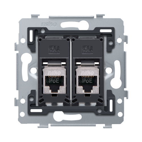 2 RJ45 connections STP Cat. 6A, PoE++ ready, flat model, incl. base 71 ...