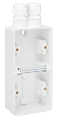 Splashproof double vertical surface-mounting box with one double M20 ...