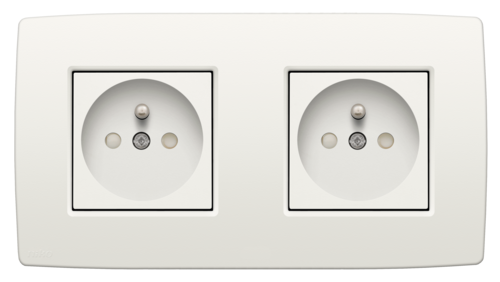 niko and… Double horizontal socket outlet with pin earthing and shutters