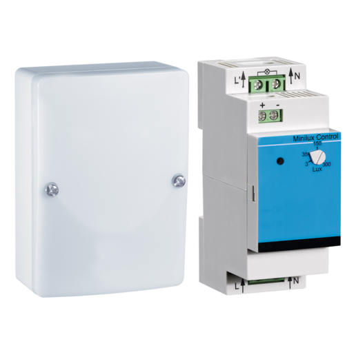 Daylight control module with twilight switch, 230 V, 3 lux – 300 lux, 2 ...