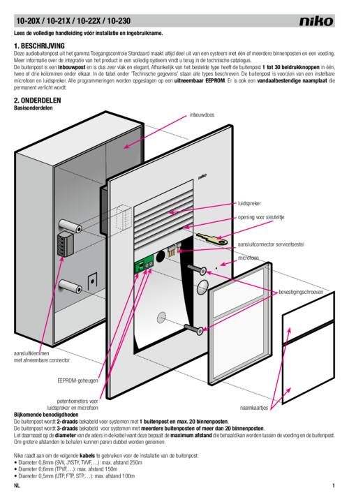 Flush-mounting external unit with 24 bells