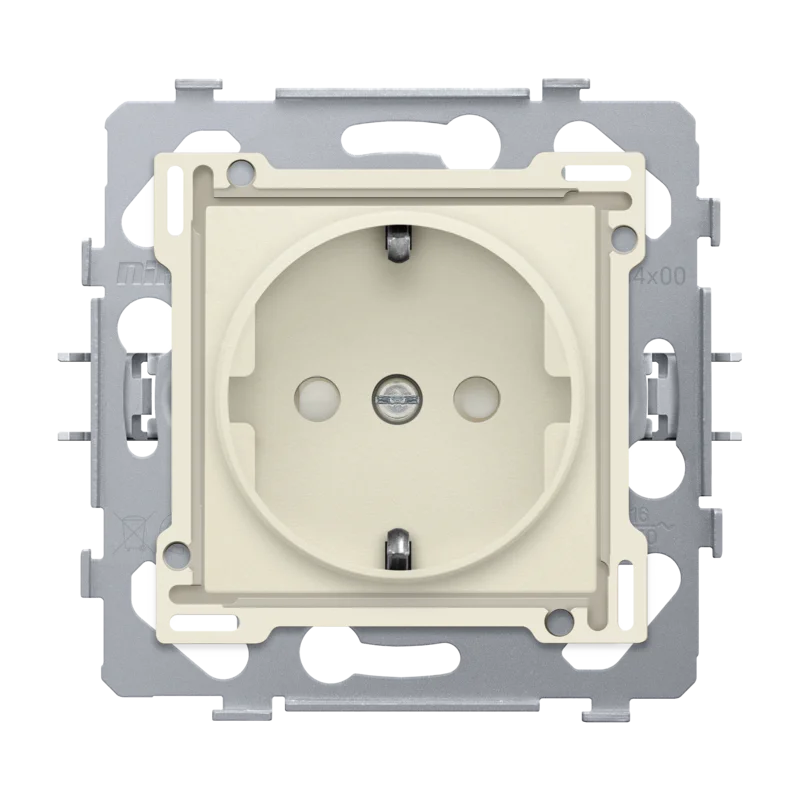 Base for socket outlet with side earthing, flush-mounting depth