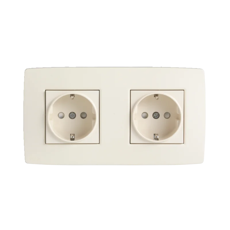 Tweevoudige afdekplaat met 71 mm centerafstand, Niko Original cream