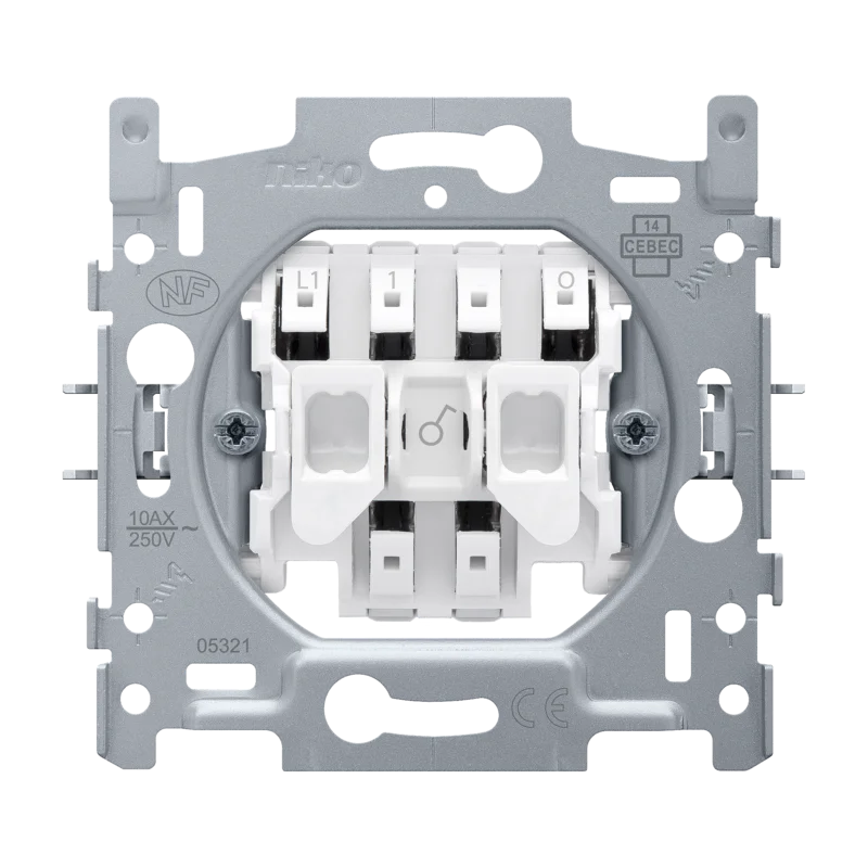 Base for single-pole control switch with 3 connection terminals