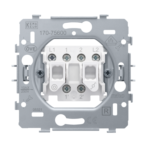 Base for a double switch: two-way switch and N.O. or N.C. push-button ...