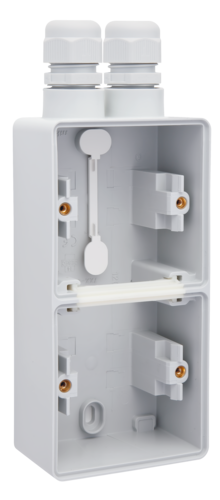 Splashproof double vertical surface-mounting box with one double M20 ...