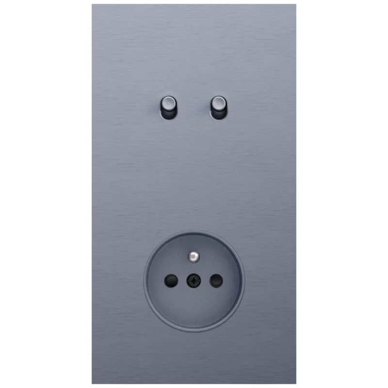 Een tweevoudige schakelfunctie en een stopcontact, verticaal 71 mm